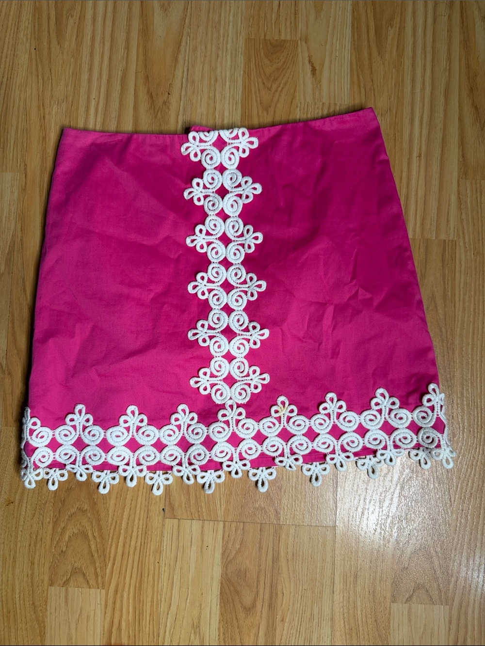 Lilly Pulitzer Hot Pink Mini Skirt with White Lace Trim